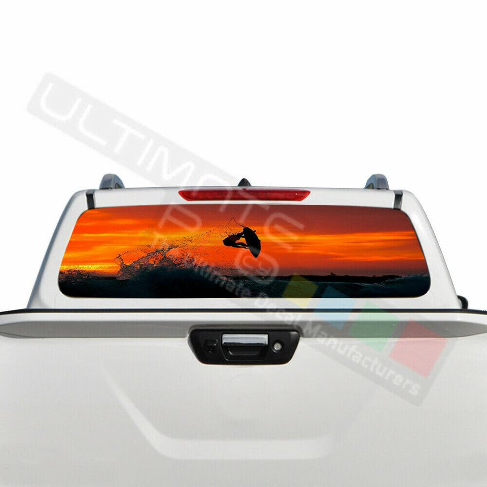 Fishing Decals Window See Thru Stickers Perforated for Nissan Navara 2016 2017