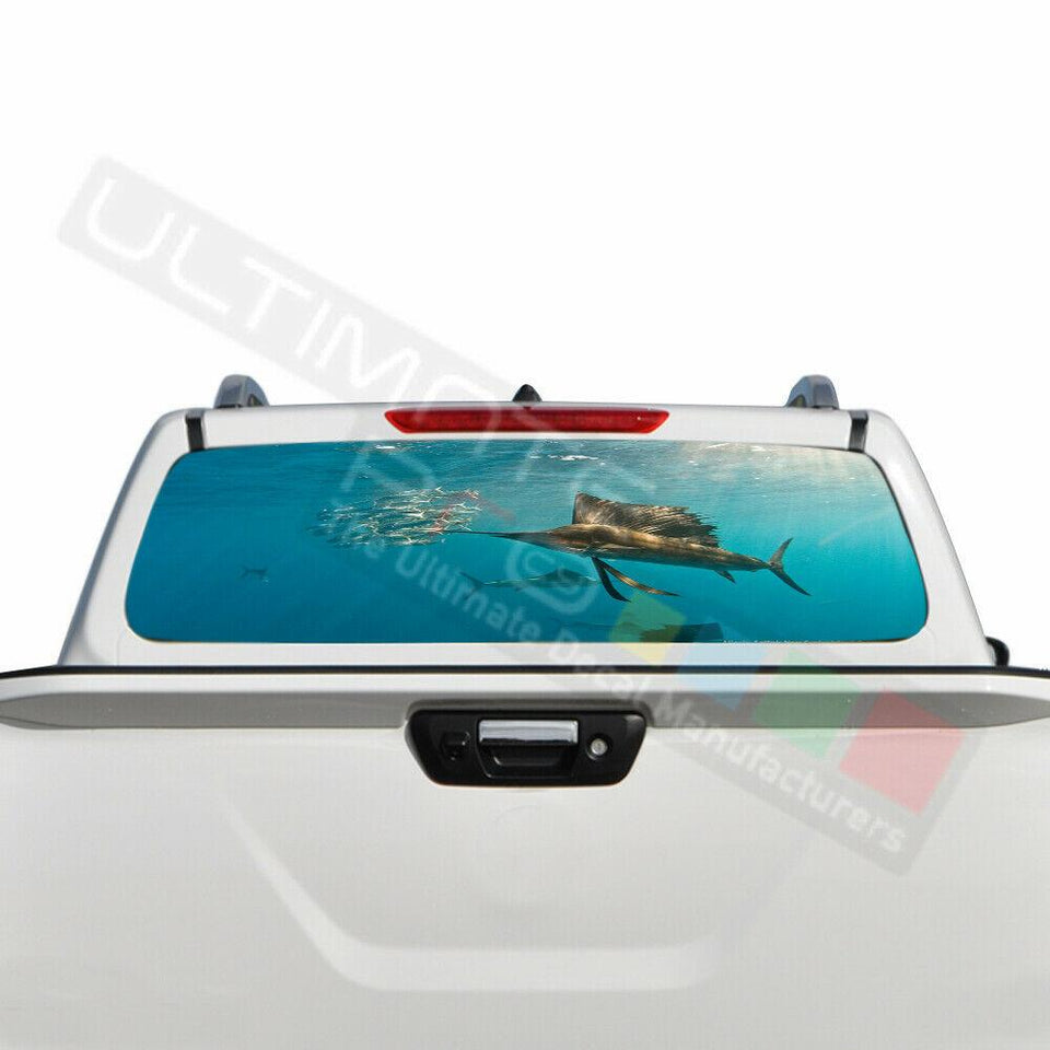 Fishing Decals Window See Thru Stickers Perforated for Nissan Navara 2016 2017