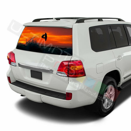 Fishing Decals Window See Thru Stickers Perforated for Toyota Land Cruiser Old