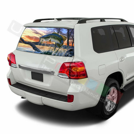 Fishing Decals Window See Thru Stickers Perforated for Toyota Land Cruiser Old