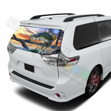 Fishing Decals Window See Thru Stickers Perforated for Toyota Sienna 2017 2018