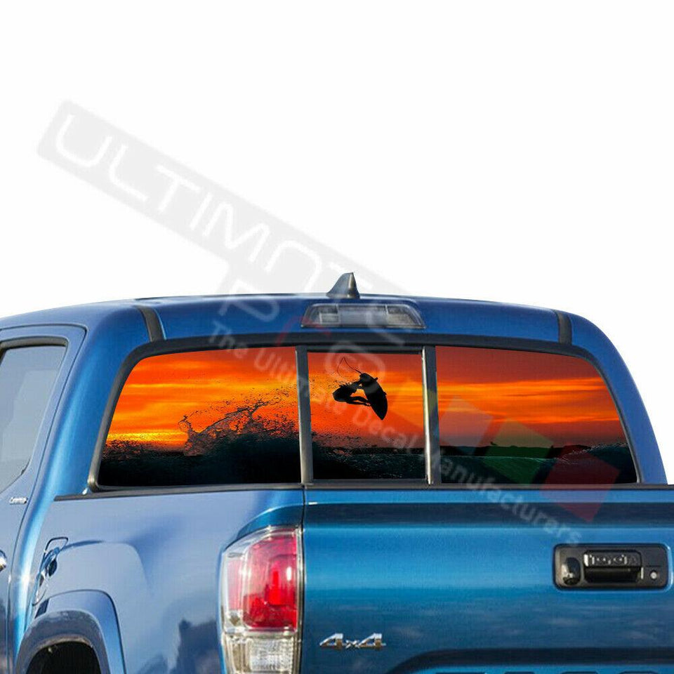 Fishing Decals Window See Thru Stickers Perforated for Toyota Tacoma 2018 2019