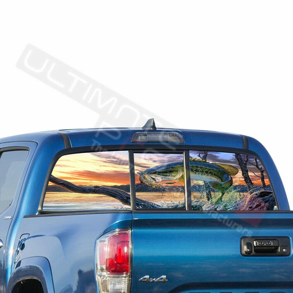 Fishing Decals Window See Thru Stickers Perforated for Toyota Tacoma 2018 2019