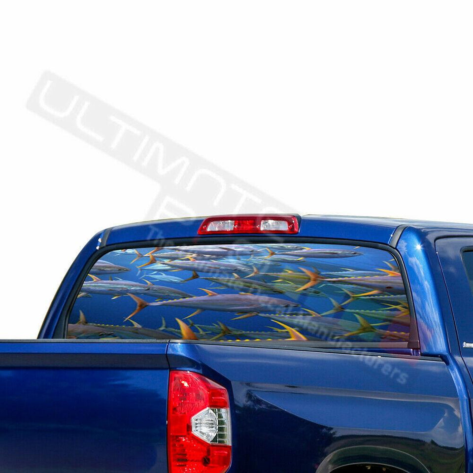 Fishing Decals Window See Thru Stickers Perforated for Toyota Tundra 2016 2017