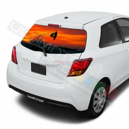 Fishing Decals Window See Thru Stickers Perforated for Toyota Yaris 2016 2017