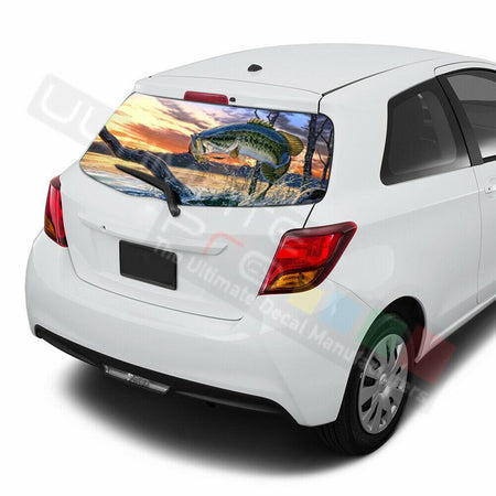 Fishing Decals Window See Thru Stickers Perforated for Toyota Yaris 2016 2017