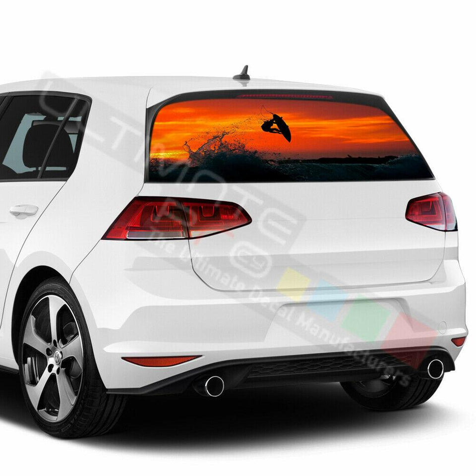 Fishing Decals Window See Thru Stickers Perforated for Volkswagen Golf 2018 2019