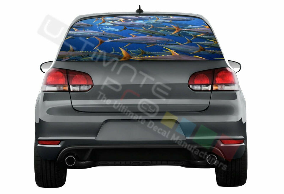 Fishing Decals Window See Thru Stickers Perforated for Volkswagen Golf VW Old