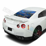 Fishing Design Decals Window See Thru Stickers Perforated for Nissan GTR 2019