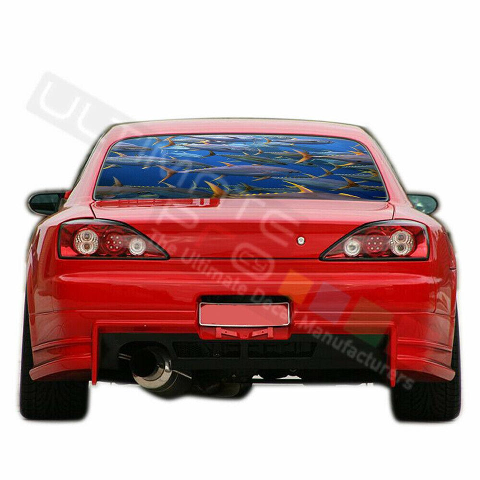 Fishing Design Decals Window See Thru Stickers Perforated for Nissan Silvia 2018