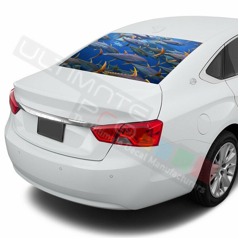 Fishing design Rear Window See Thru Stickers Perforated for Chevrolet Impala