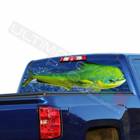 Fishing design Rear Window See Thru Stickers Perforated for Chevrolet Silverado