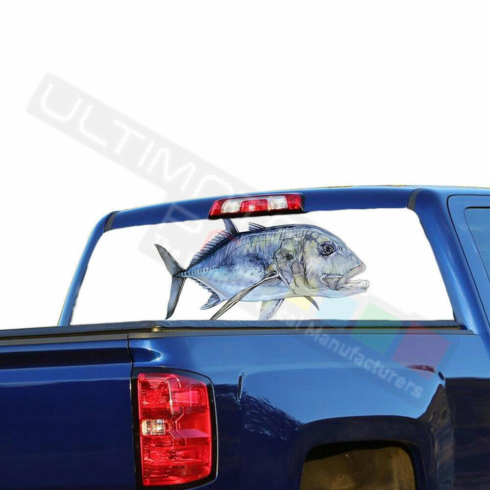 Fishing design Rear Window See Thru Stickers Perforated for Chevrolet Silverado