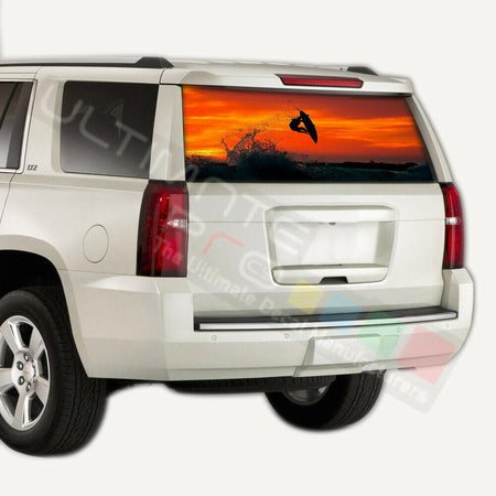 Fishing designs Rear Window CThru Stickers Perforated for Chevrolet Tahoe 2020
