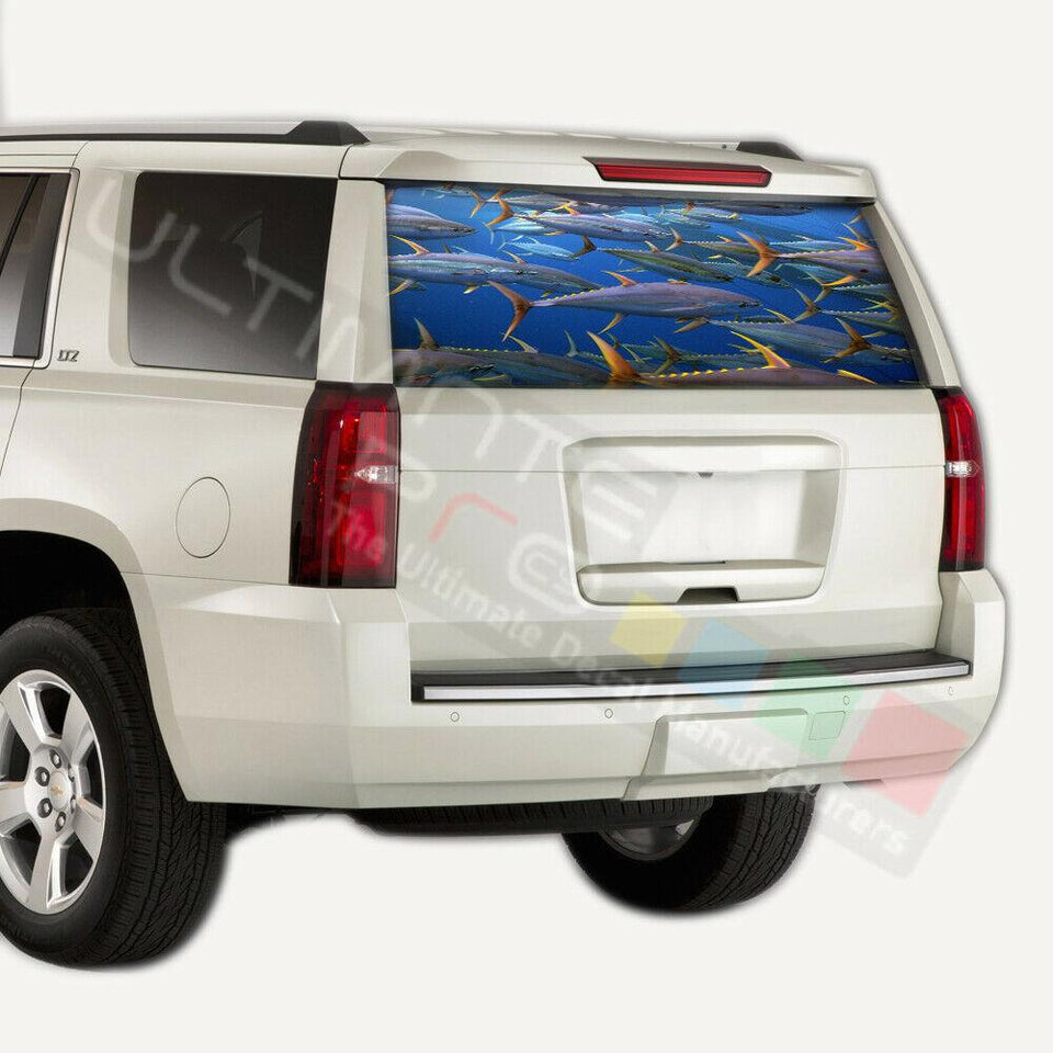 Fishing designs Rear Window CThru Stickers Perforated for Chevrolet Tahoe 2020