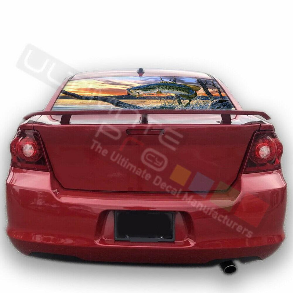 fishing designs Rear Window CThru Stickers Perforated for Dodge Avenger 2020