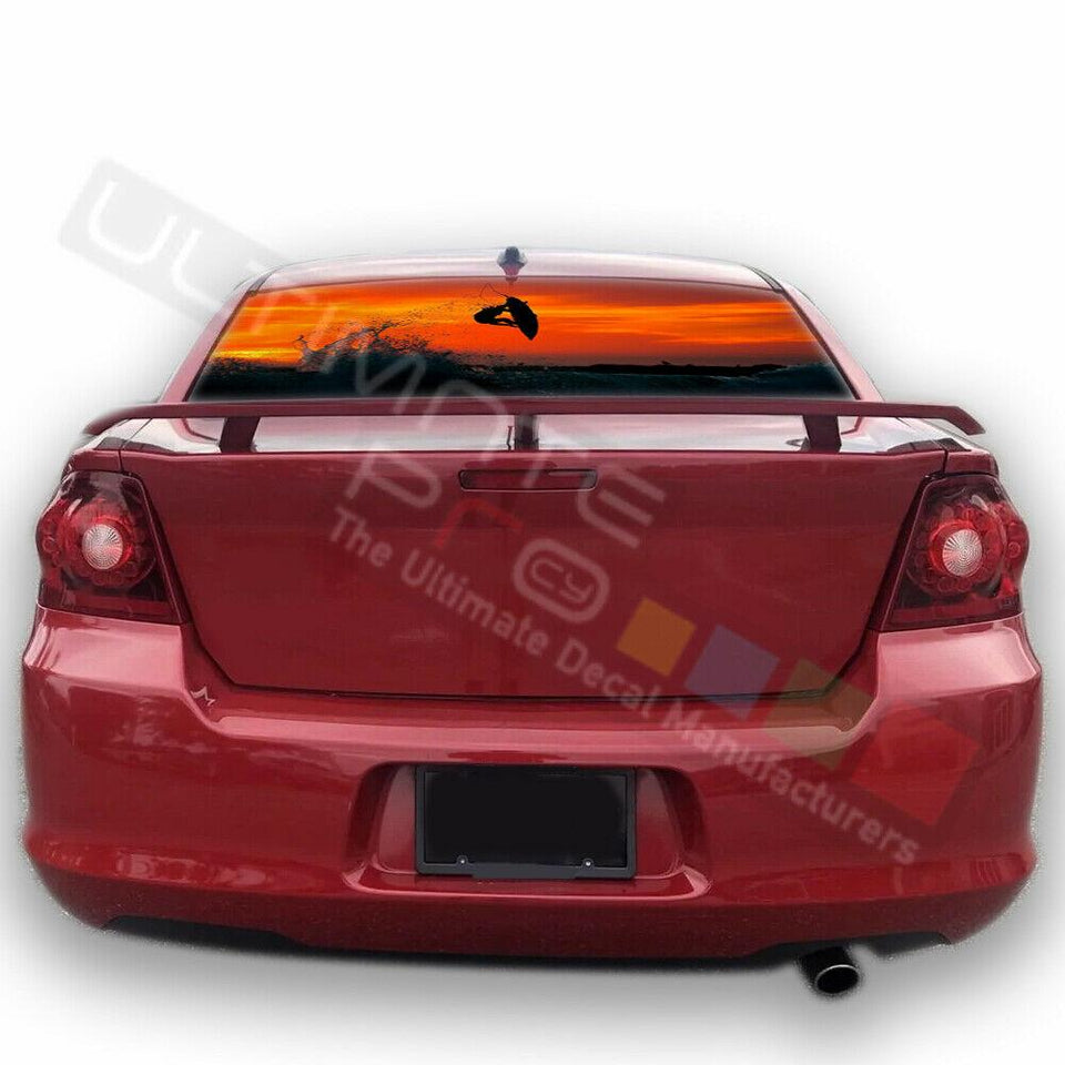 fishing designs Rear Window CThru Stickers Perforated for Dodge Avenger 2020