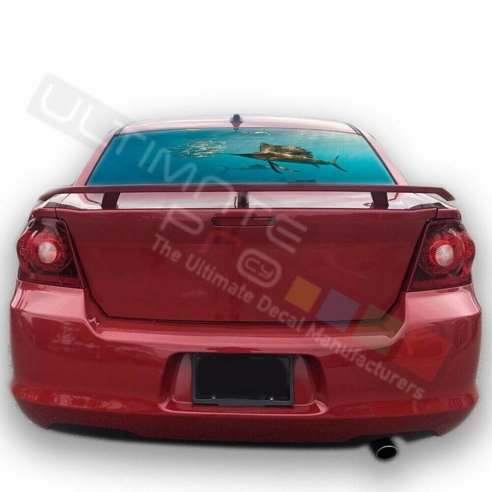 fishing designs Rear Window CThru Stickers Perforated for Dodge Avenger 2020