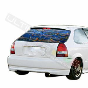 Fishing Designs Rear Window See Thru Stickers Perforated for Honda Civic 1996