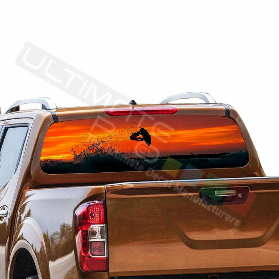 Fishing Designs Window See Thru Stickers Perforated for Nissan Navara NP300