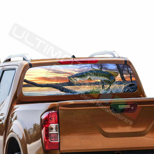 Fishing Designs Window See Thru Stickers Perforated for Nissan Navara NP300