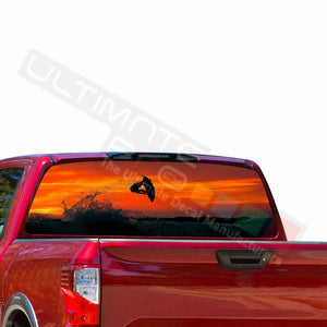 Fishing Designs Window See Thru Stickers Perforated for Nissan Titan 2017 2018