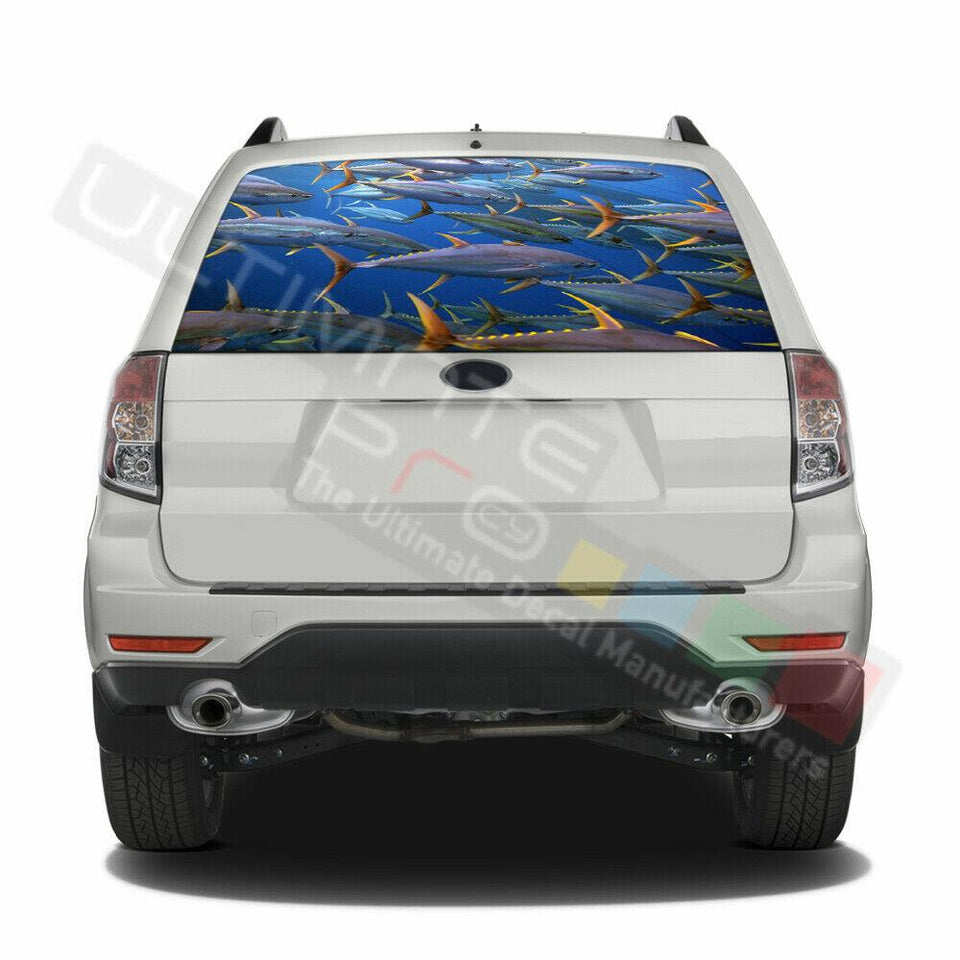 Fishing Designs Window See Thru Stickers Perforated for Subaru Forester 2018