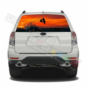 Fishing Designs Window See Thru Stickers Perforated for Subaru Forester 2018