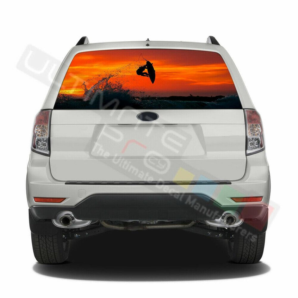 Fishing Designs Window See Thru Stickers Perforated for Subaru Forester 2018