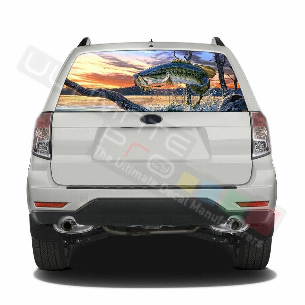 Fishing Designs Window See Thru Stickers Perforated for Subaru Forester 2018