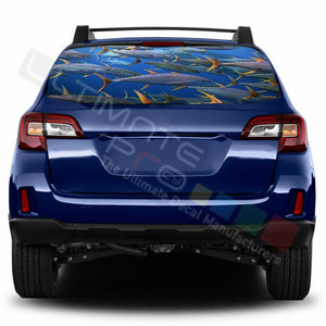 Fishing Designs Window See Thru Stickers Perforated for Subaru Outback 2018