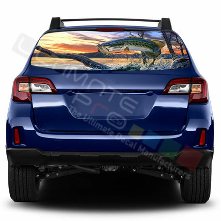 Fishing Designs Window See Thru Stickers Perforated for Subaru Outback 2018