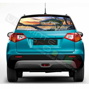 Fishing Designs Window See Thru Stickers Perforated for Suzuki Vitara 2016 2017