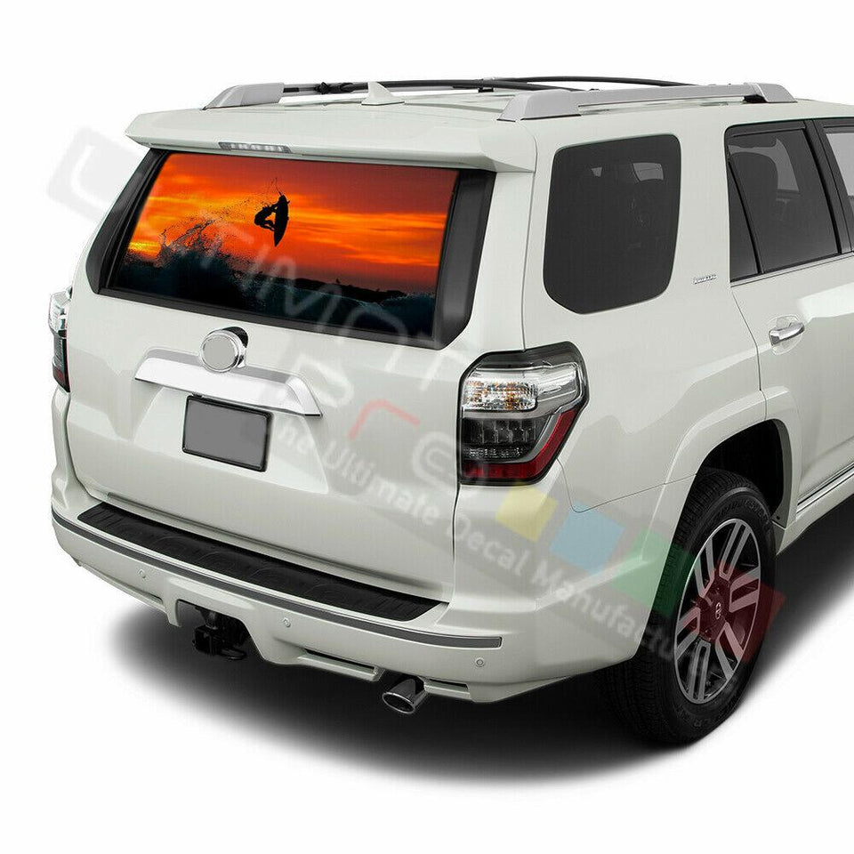 Fishing Designs Window See Thru Stickers Perforated for Toyota 4Runner 2017 2018