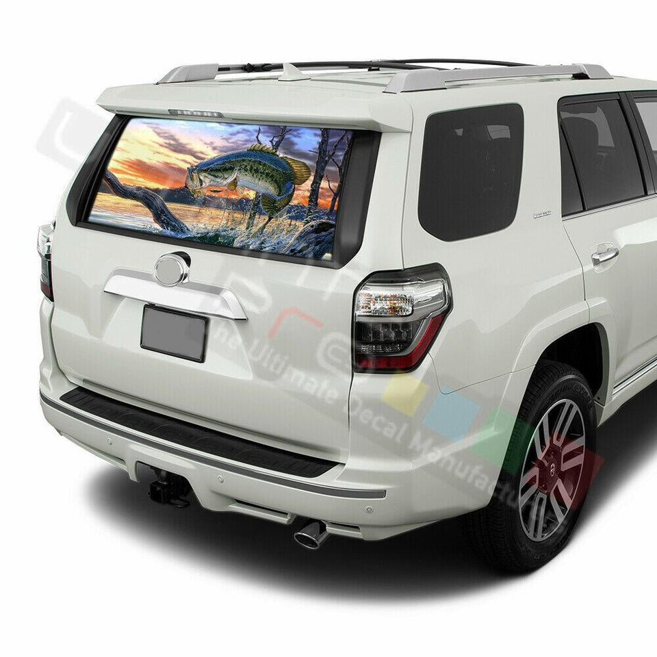 Fishing Designs Window See Thru Stickers Perforated for Toyota 4Runner 2017 2018