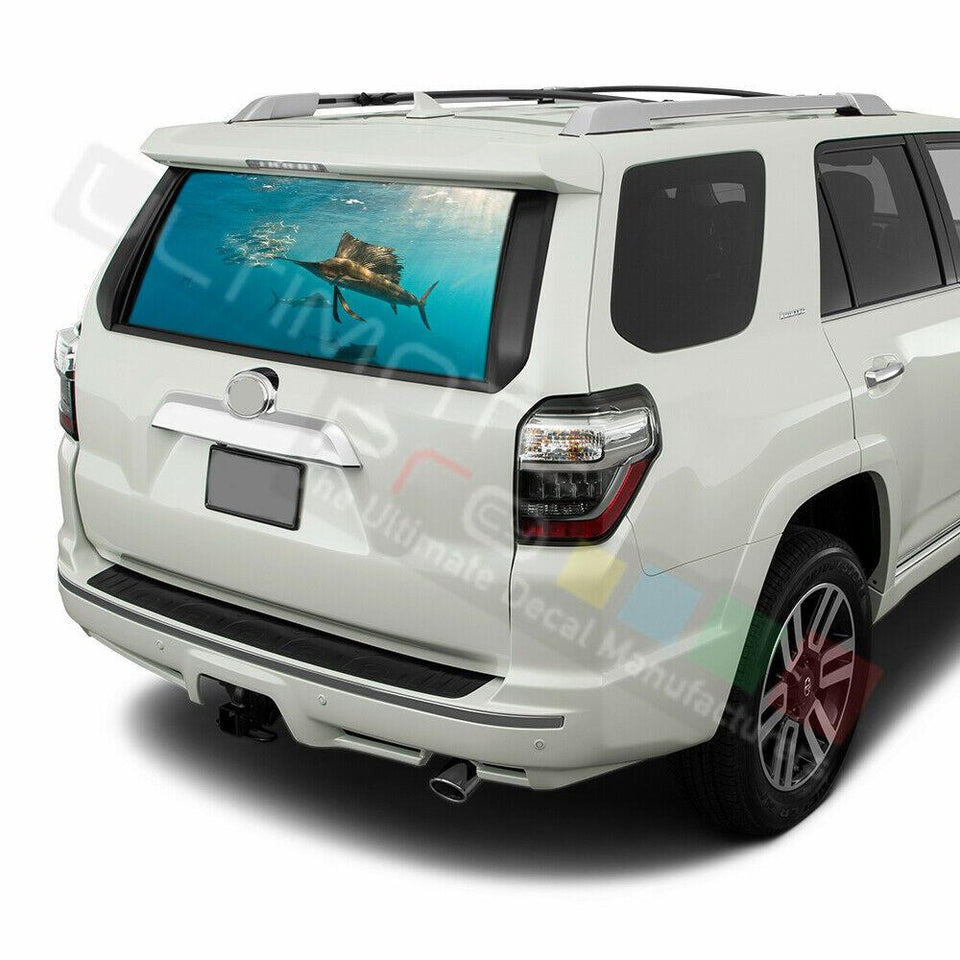 Fishing Designs Window See Thru Stickers Perforated for Toyota 4Runner 2017 2018