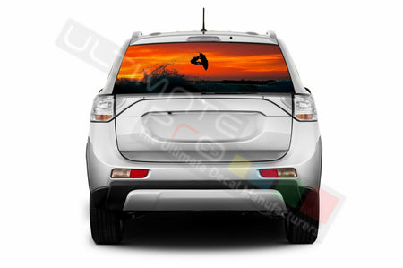 Fishing Rear Window See Thru Stickers Perforated for Mitsubishi Outlander 2019