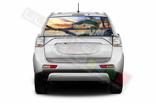 Fishing Rear Window See Thru Stickers Perforated for Mitsubishi Outlander 2019