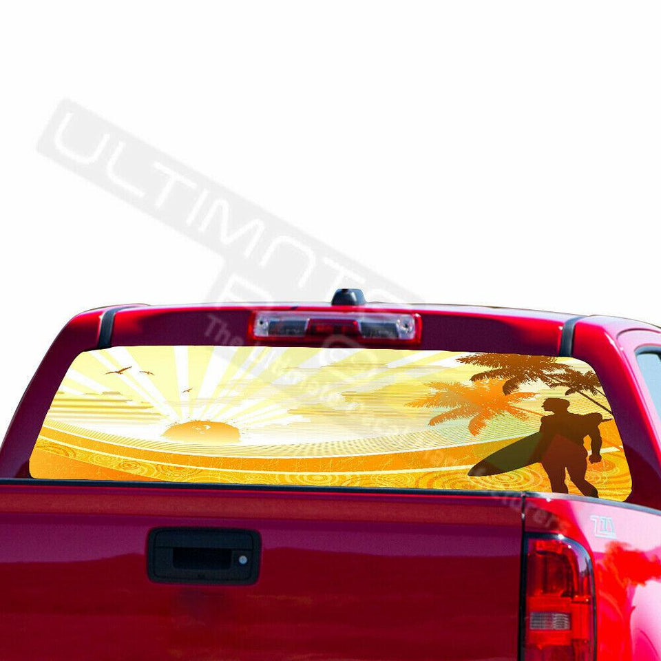 Fishing Surfing Decal Rear Window Sticker Perforated for Chevrolet Avalanche