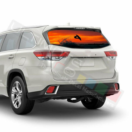 Fishing Window See Thru Stickers Perforated for Toyota Highlander 2016 2017 2018
