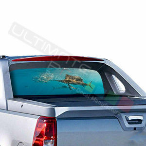 Fishings Design Rear Window See Thru Sticker Perforated for Chevrolet Avalanche