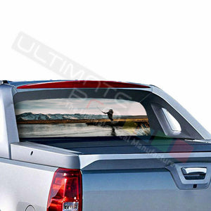 Fishings Design Rear Window See Thru Sticker Perforated for Chevrolet Avalanche