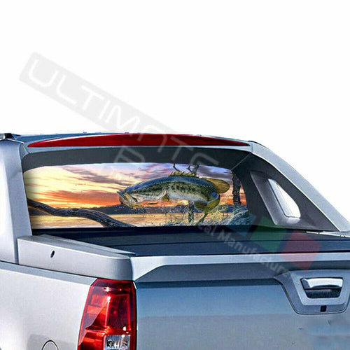 Fishings Design Rear Window See Thru Sticker Perforated for Chevrolet Avalanche