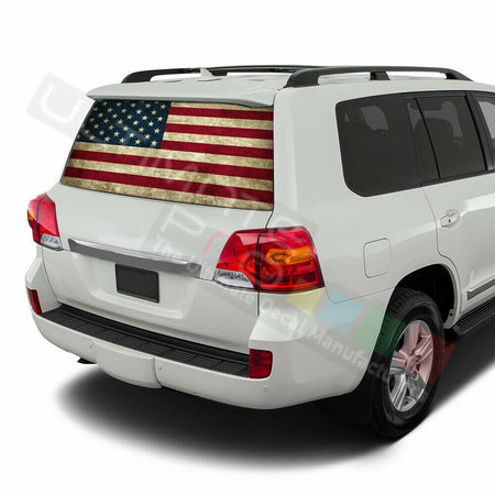 Flag Decal Window See Thru Stickers Perforated for Toyota Land Cruiser