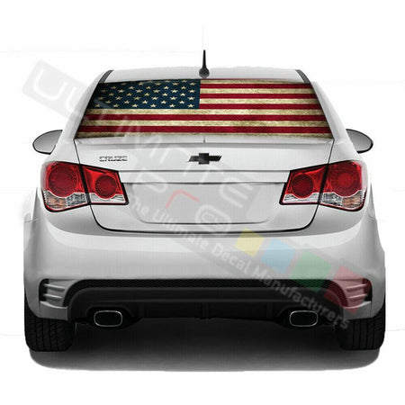 Flag designs Decals Rear Window See Thru Sticker Perforated for Chevrolet Cruze