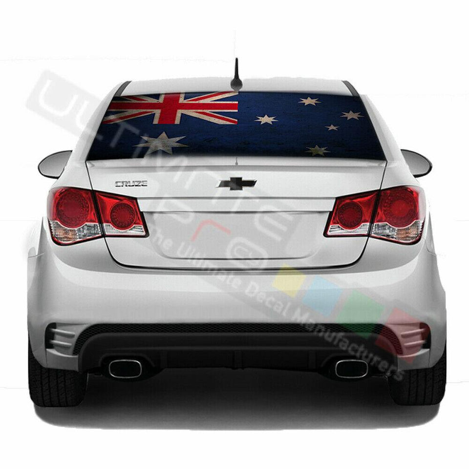 Flag designs Decals Rear Window See Thru Sticker Perforated for Chevrolet Cruze