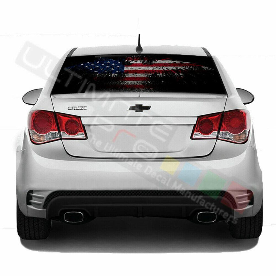 Flag designs Decals Rear Window See Thru Sticker Perforated for Chevrolet Cruze