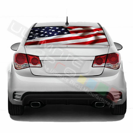 Flag designs Decals Rear Window See Thru Sticker Perforated for Chevrolet Cruze