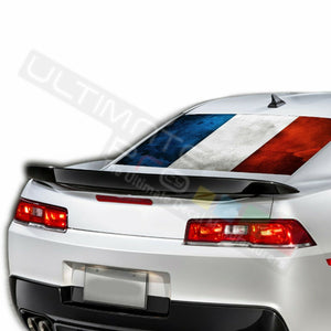 Flag Sun Visor Rear Window See Thru Sticker Perforated for Chevrolet Camaro