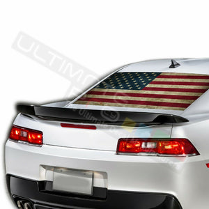 Flag Sun Visor Rear Window See Thru Sticker Perforated for Chevrolet Camaro